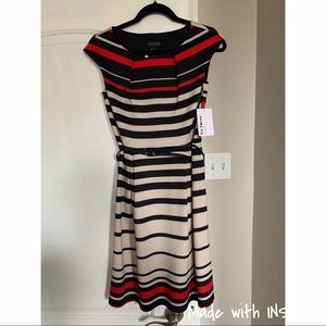 Enfocus Studio Striped cocktail dress with belt